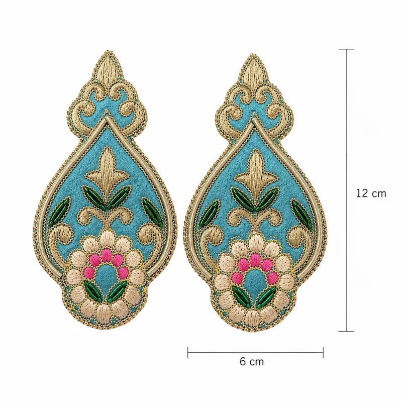 Roya Persian Embroidered Earrings - Hand-Sewn Statement Jewellery