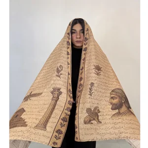Cyrus the Great Persian Shawl – Silk Scarf with Farvahar Design