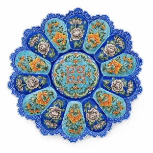 Persian Minakari Plate with Bahar Mina Floral Design