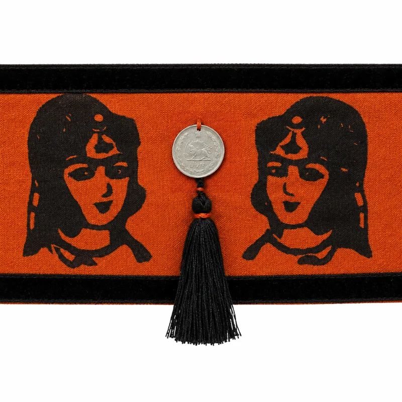 Qajar Persian Women's Belt - Hand Printed Silk Fashion Accessory