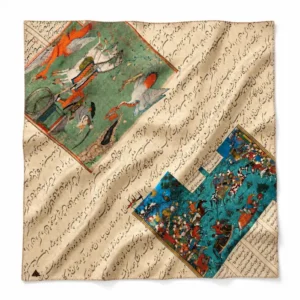 Shahnameh Persian Scarf – Cotton Mini Scarf with Epic Persian Artwork