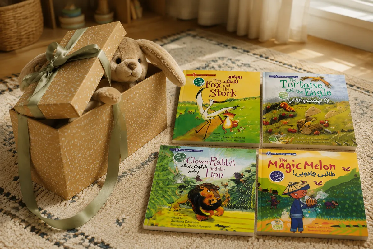 A wrapped Persian-themed gift for a toddler niece or nephew