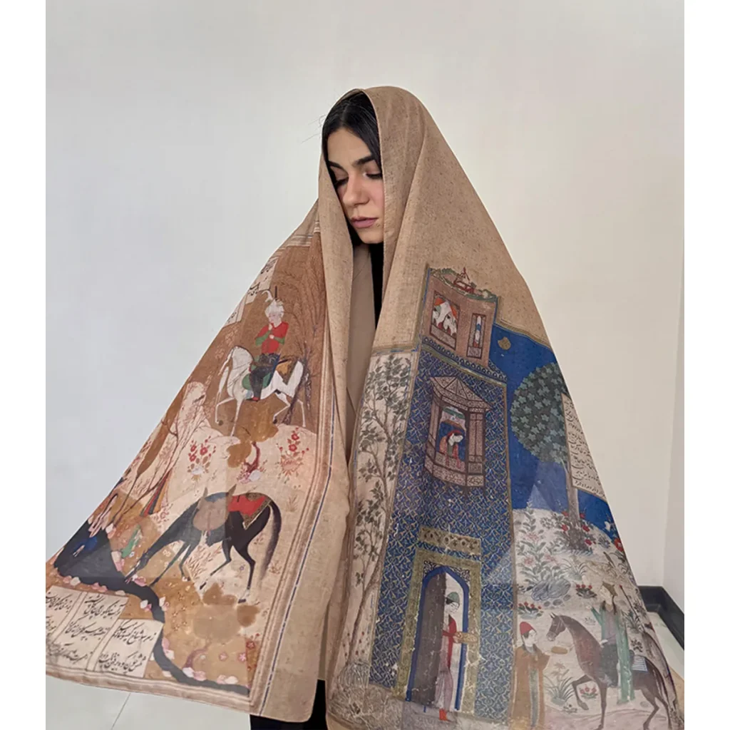 Khosrow and Shirin Persian cotton shawl for women