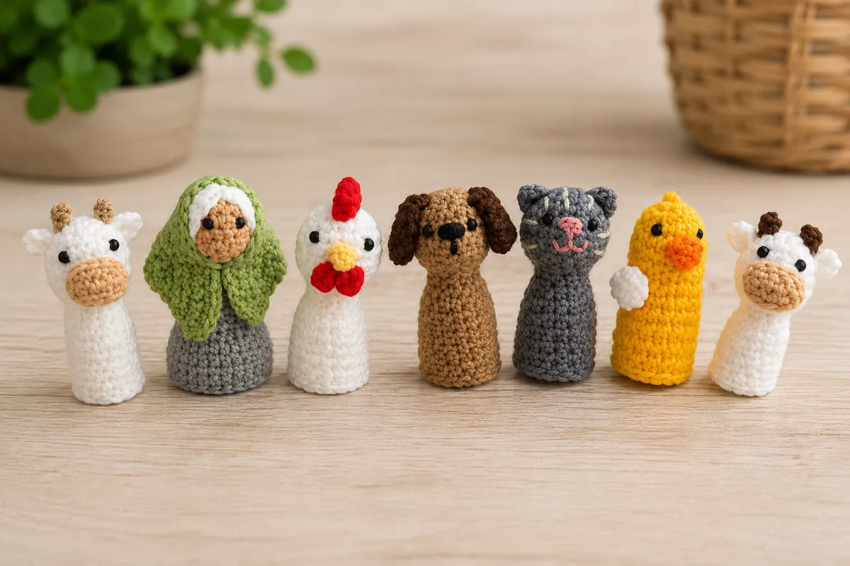 Colourful finger puppets based on Persian folk tale characters for toddlers