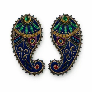 Nilgoon Persian Boteh Jegheh Embroidered Earrings