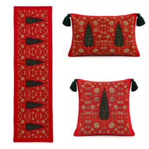 Sarvestan Persian Velvet Cushion & Runner Gift Set