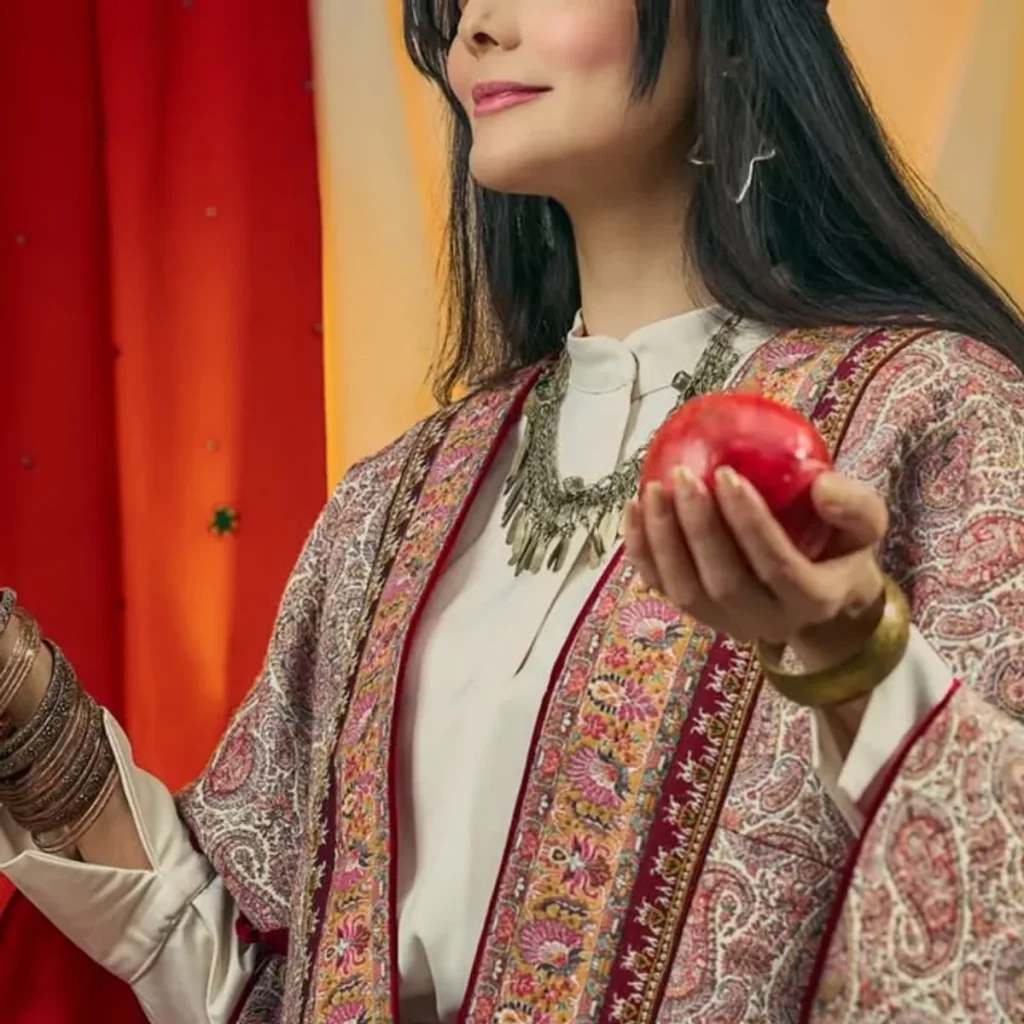 Narvan Termeh Women's Coat with Qajar-Style Pateh Embroidery