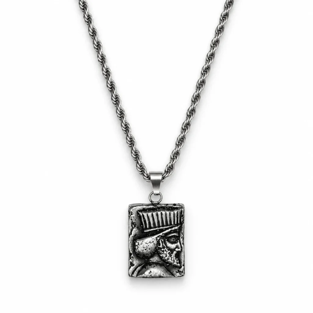 Achaemenid Soldier Steel Pendant - Men's Persian Necklace
