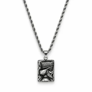 Achaemenid Soldier Steel Pendant – Men’s Persian Necklace