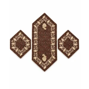 Hand-Embroidered Termeh Table Runner Set Boteh Jegheh Design