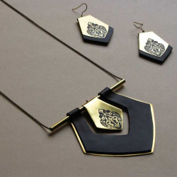 Leather Triangle Necklace & Earrings Set